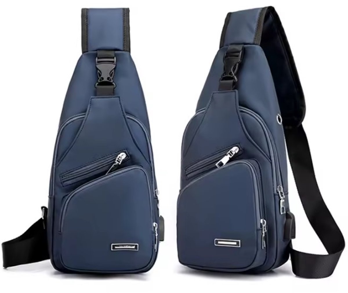 Fanny pack - Shoulder bag - With USB charging port - Men's - Chest bag - Anti-theft - Blue - Image 1