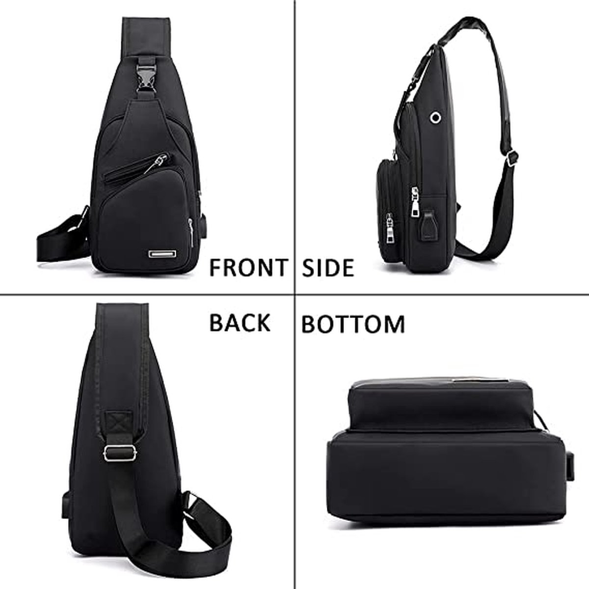 Fanny pack - Shoulder bag - With USB charging port - Men's - Chest bag - Anti-theft - Blue - Image 2