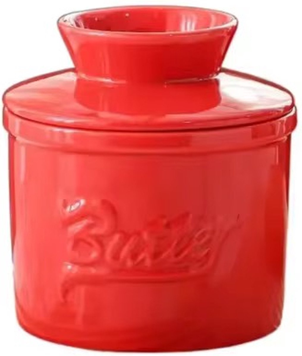 Red Butter Dish - Butter Dish - Water-Cooled Butter Dish with Water Line - Ceramic Butter Dome for Spreading Butter - Christmas Gift for the Kitchen - Kitchen Baby Clothing Accessories - Kitchen Tools - Image 1