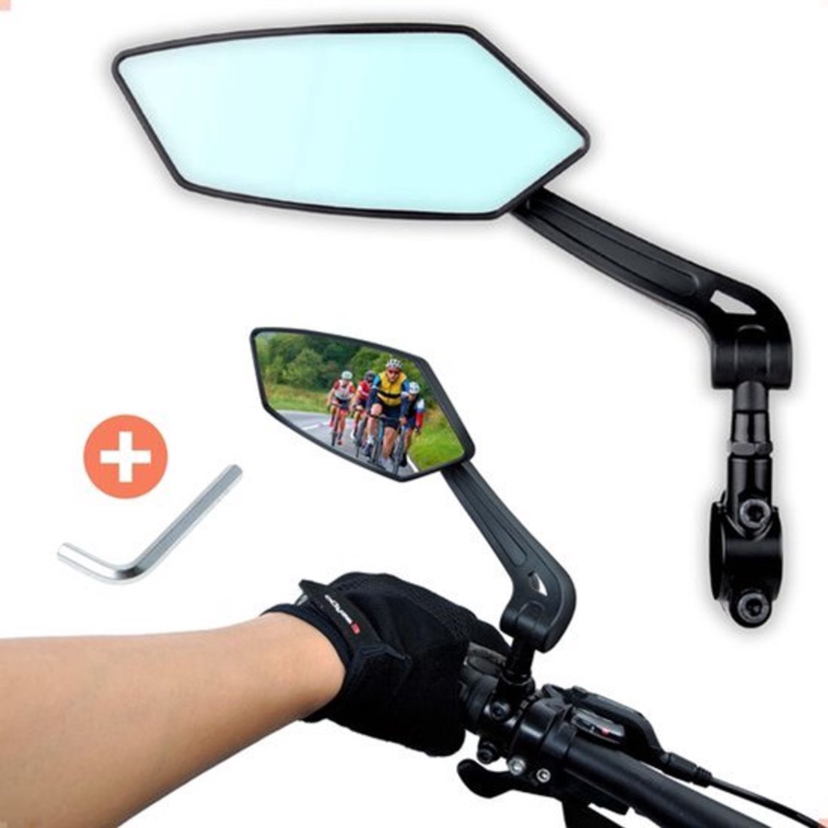 Electric bike rearview mirror, ideal for Father's Day, 360° rotating, compatible with almost all bikes, Allen key included. - Image 1