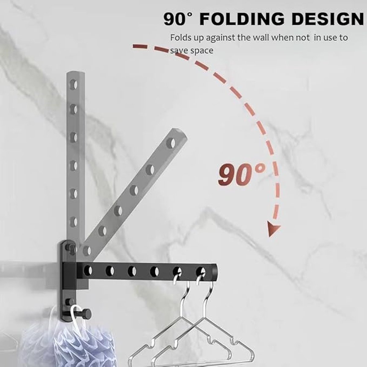 Wall-mounted clothesline - Wasrek - Clothesline - Wall-mounted clothesline - Foldable wall-mounted clothesline - Drying - Image 5