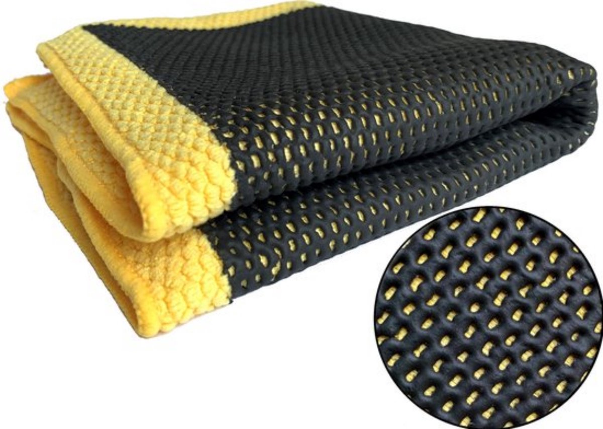 EPC® Clay Cloth Car - 3D Clay Towel - Clay Towel - Clay Mitt - Clay Bar - Microfiber Cleaning Cloth - Removes Resin, Tar, Flies, Bird Droppings - Yellow/Zwart - Image 1