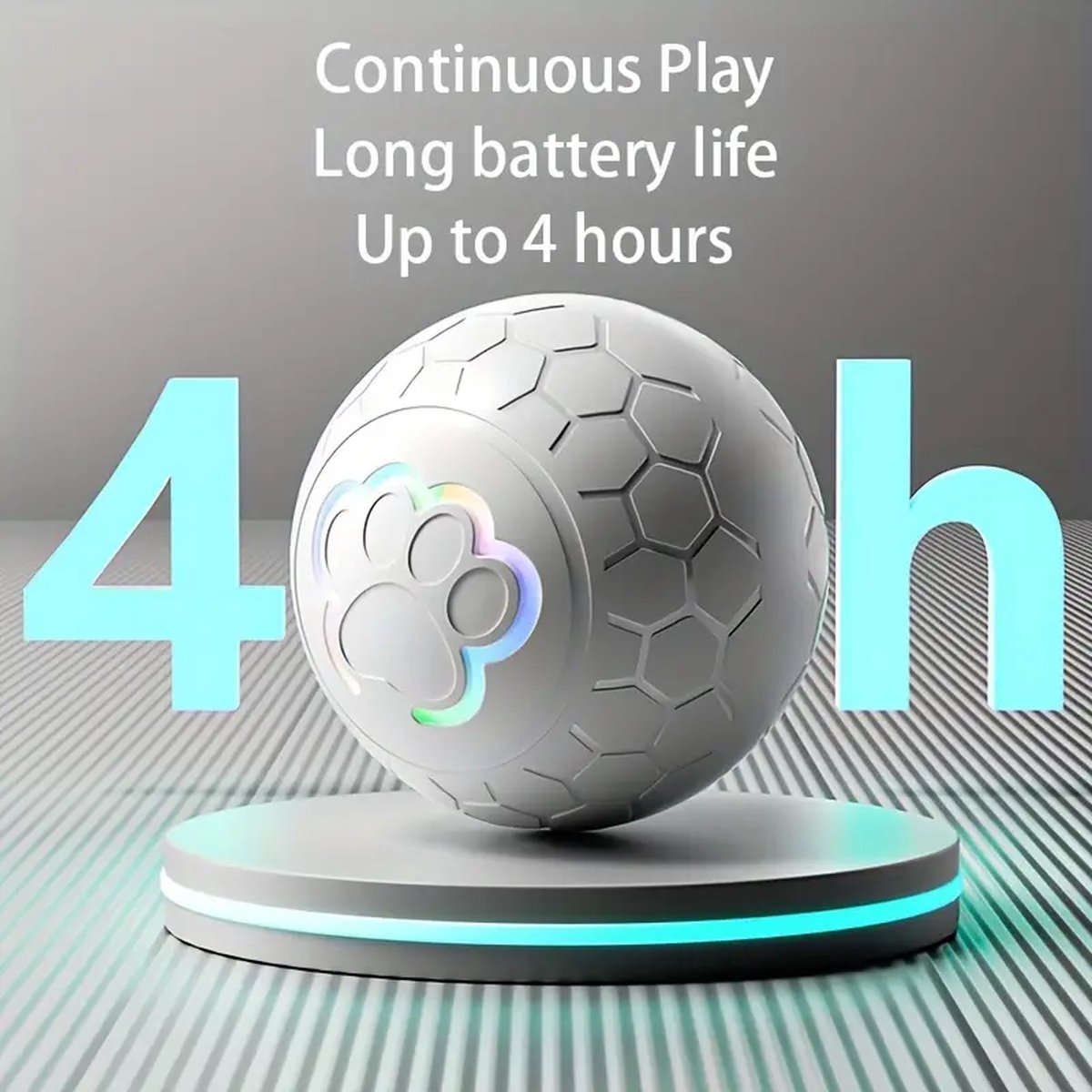 Interactive Dog Toy - Self-Rolling Dog Ball - Durable Automatic Dog Ball, Light Grey - 5.6 cm - Image 1