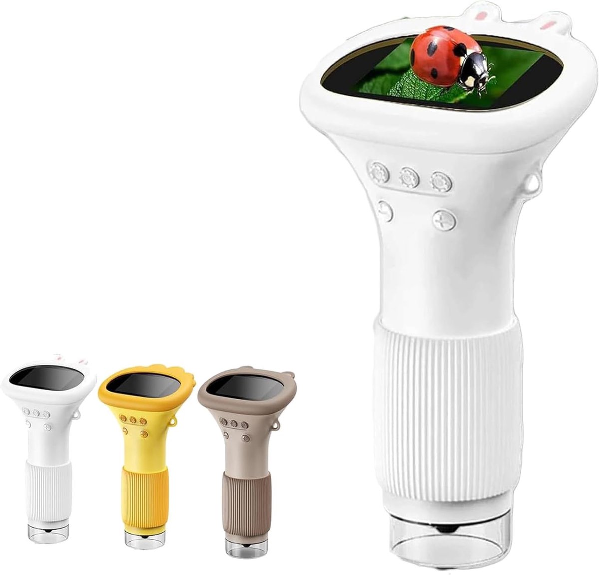 Children's Microscope - Portable Children's Microscope - 0 Screen - Digital Microscope - 200x Magnification - USB Port for PC - Pocket Size - White - Image 1