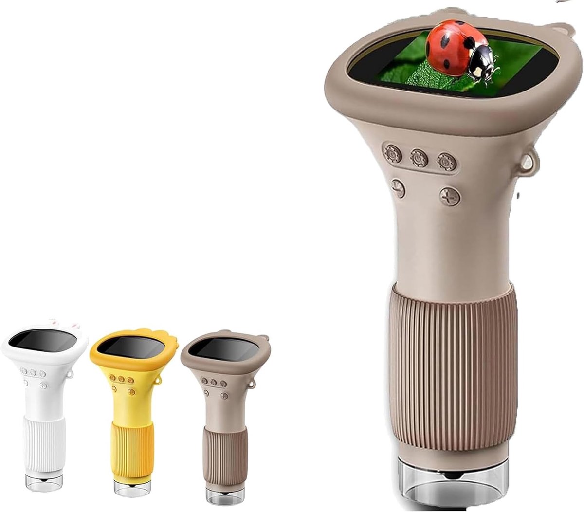Children's Microscope - Portable Children's Microscope - 0 Screen - Digital Microscope - 200x Magnification - USB Port for PC - Pocket Size - Brown - Image 1