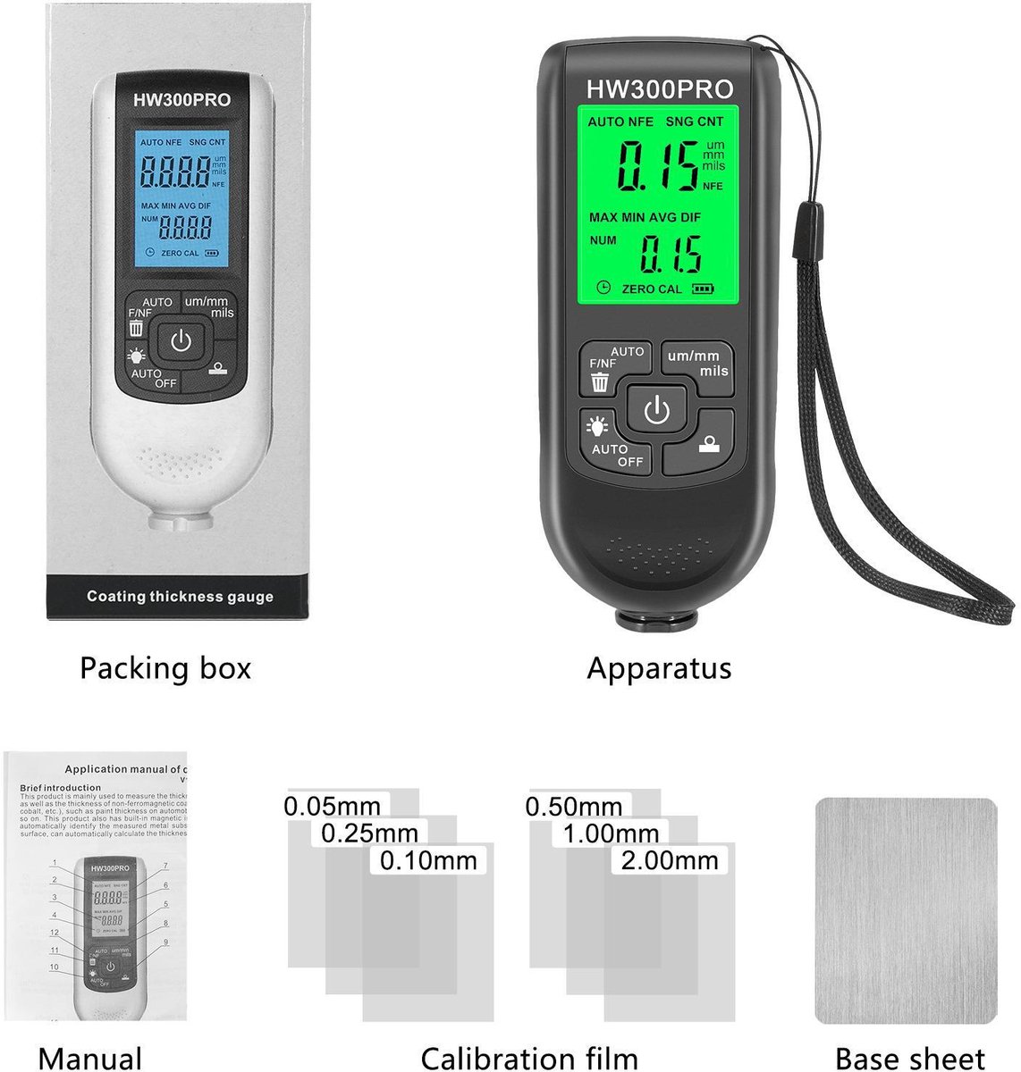 Coating thickness gauge - Paint thickness gauge - Digital coating thickness gauge - Car paint thickness gauge - Measuring range 0 to 2000 µm - Car paint gauge with portable cable - Black - Image 4