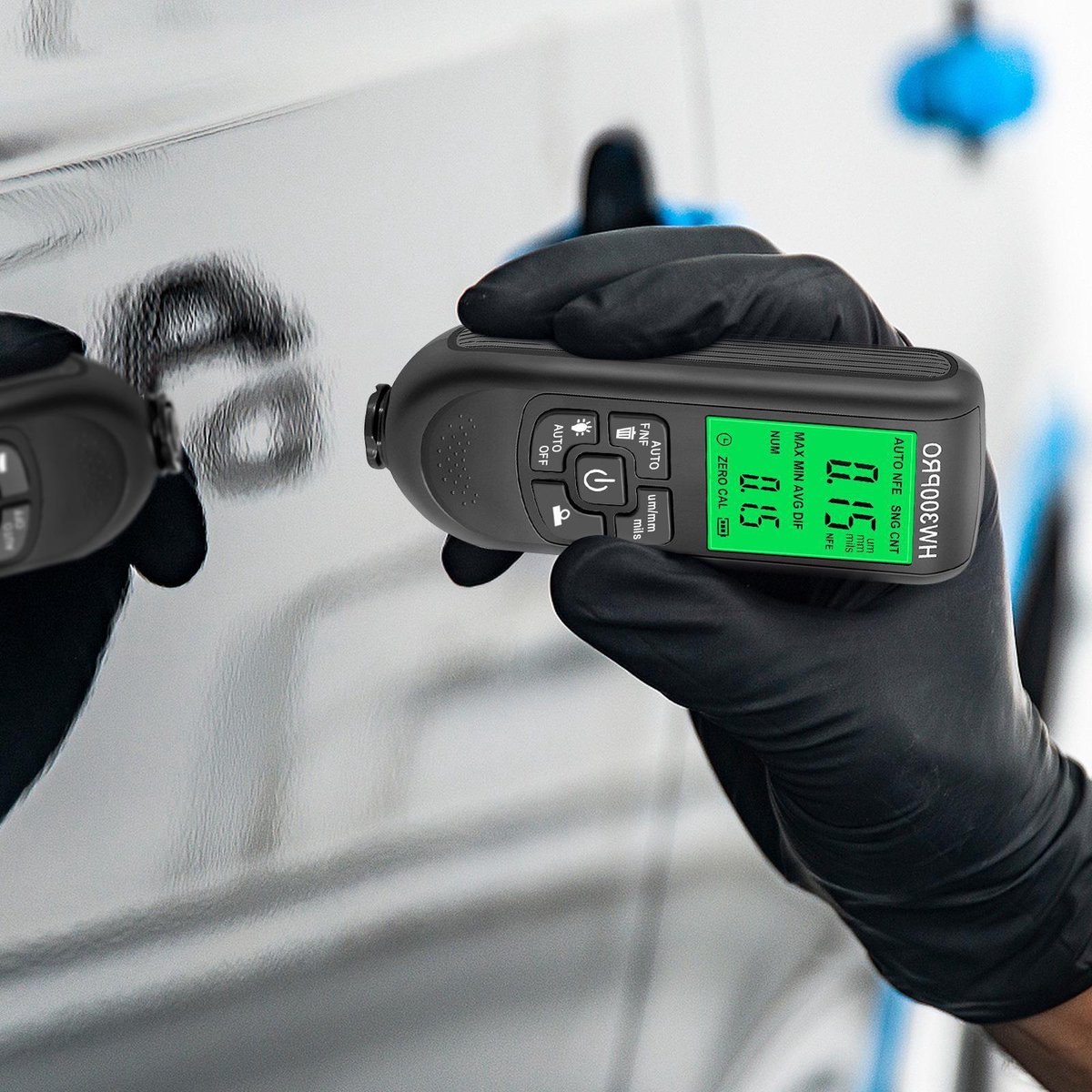 Coating thickness gauge - Paint thickness gauge - Digital coating thickness gauge - Car paint thickness gauge - Measuring range 0 to 2000 µm - Car paint gauge with portable cable - Black - Image 5