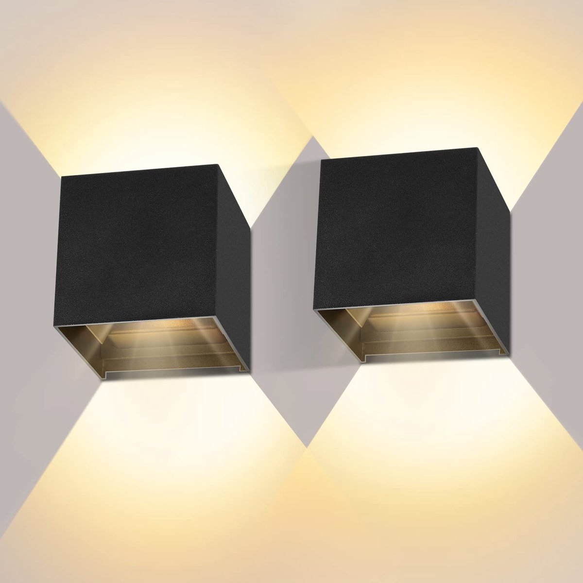 Wall light - cube lamp - Outdoor lamp - for indoor and outdoor use - black - industrial - LED lamp - 10×10 cm - 12 watt - Image 1