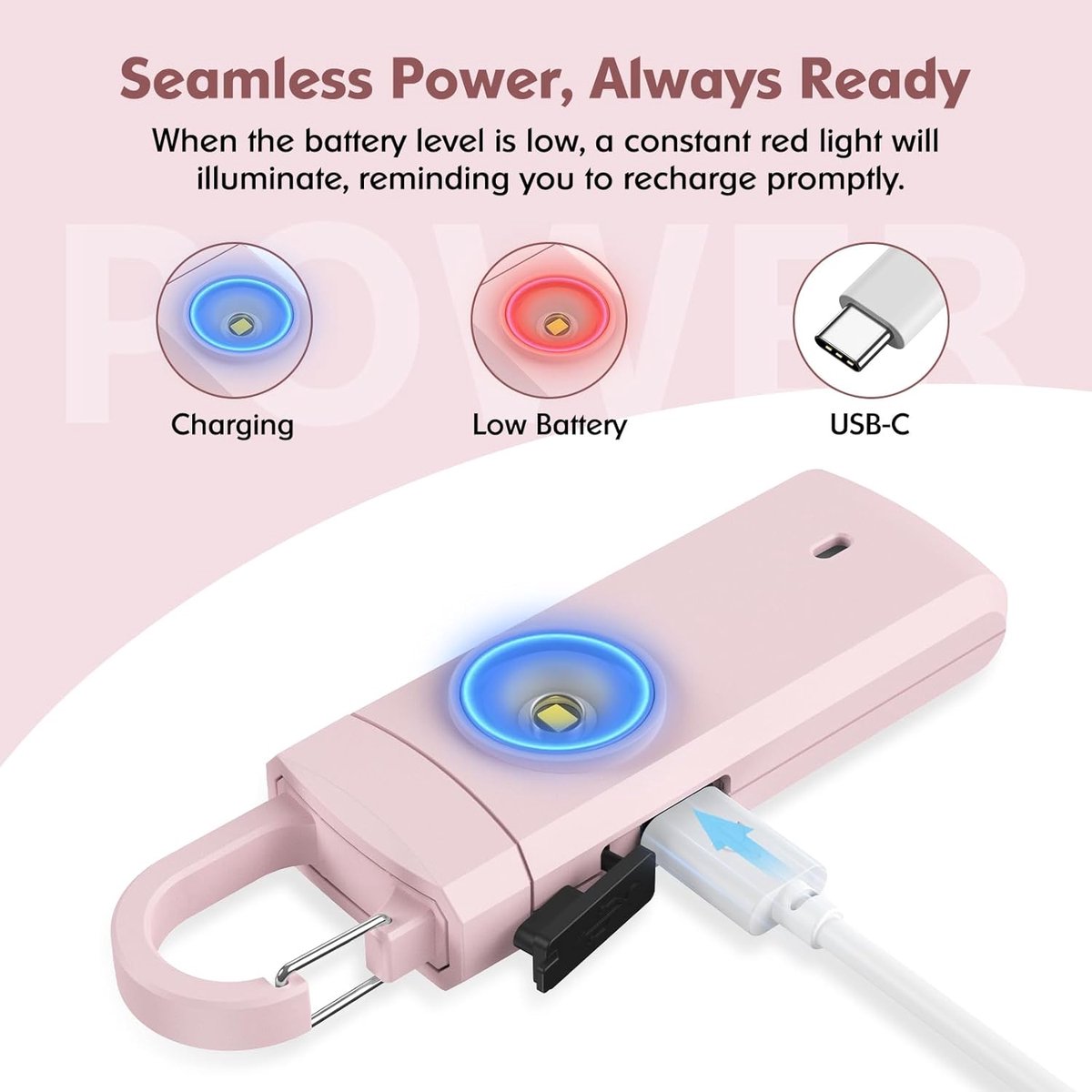 Personal Alarm - Powerful 130dB Sound and Flashing Light - Personal Security Alarm - Self-Defense Keychain - Personal Protection - Emergency Signal - Senior Alarm - Portable Security Alarm - Image 4