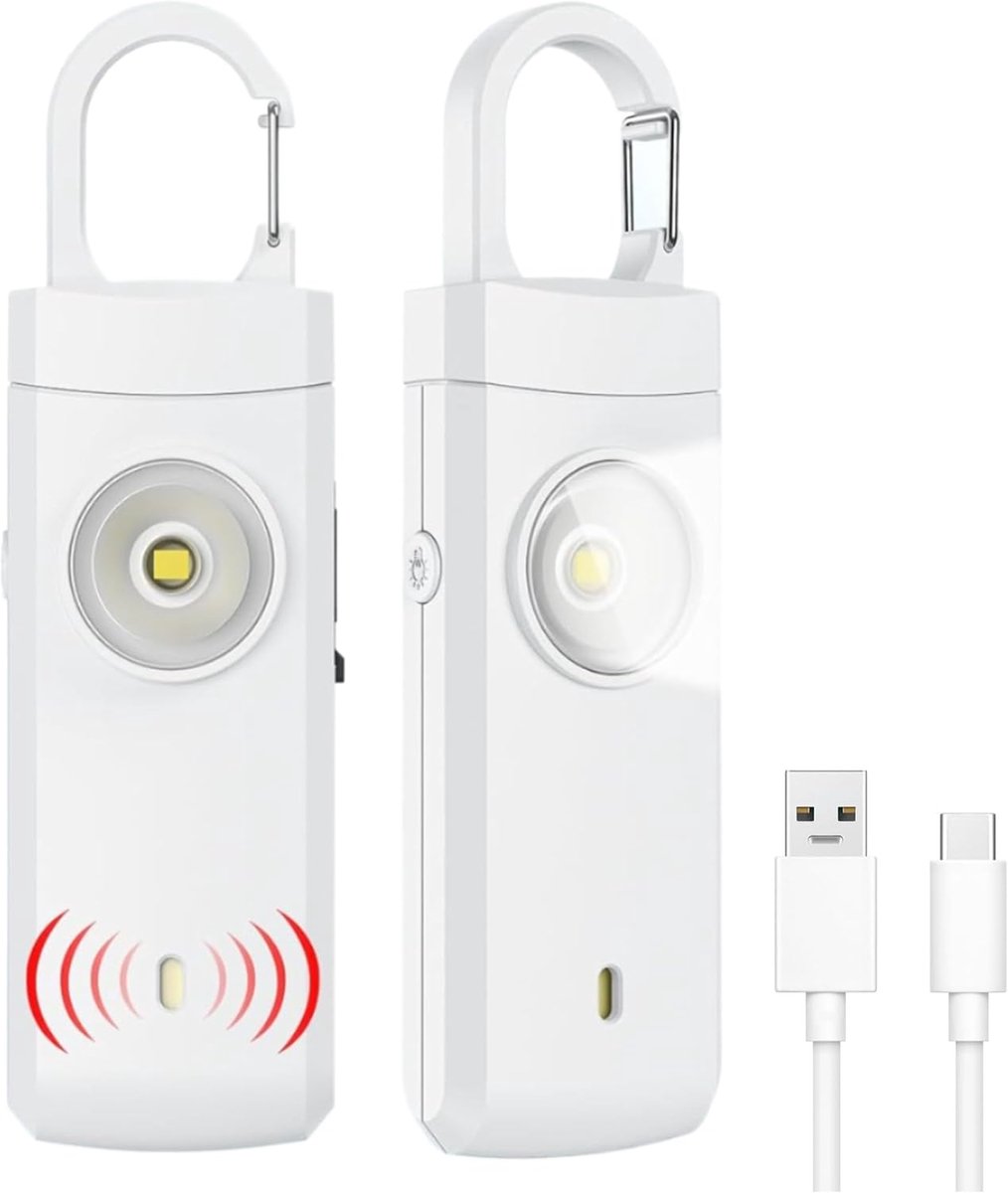 Personal Alarm - Powerful 130dB Sound and Flashing Light - Personal Security Alarm - Self-Defense Keychain - Personal Protection - Emergency Signal - Senior Alarm - Portable Security Alarm - Wit - Image 1