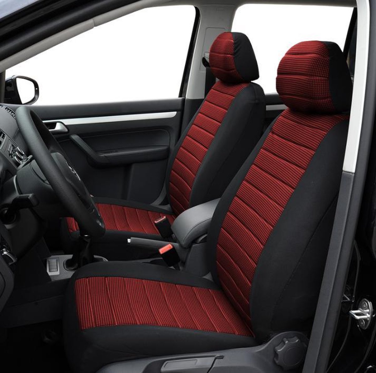 Car seat cover / Car seat cover / Car seat covers / Universal car seat covers - Driver/passenger seat cover (not for the back seat) - Universal - Fits most models - Stylish - Black/red - Image 1