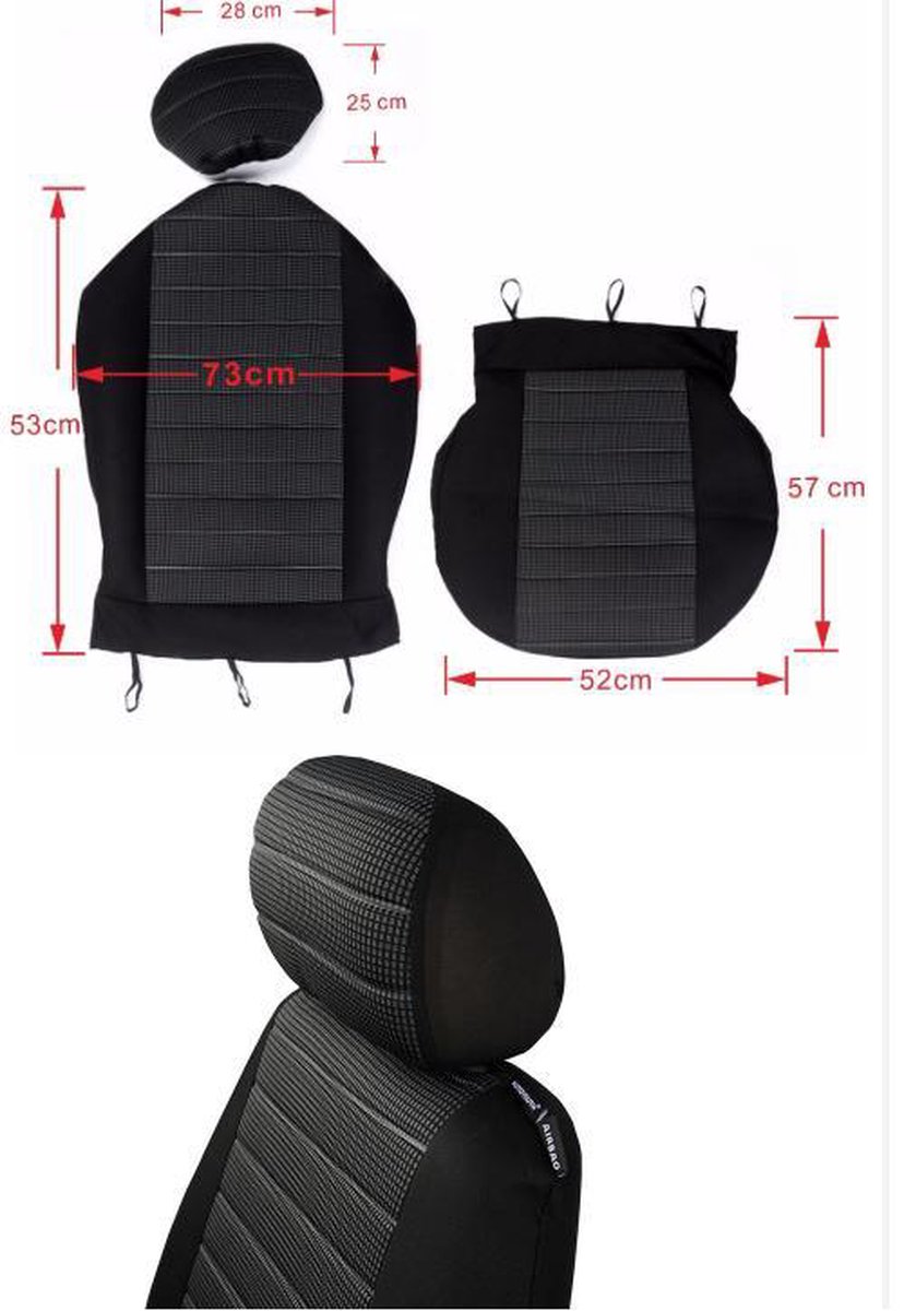 Car seat cover / Car seat cover / Car seat covers / Universal car seat covers - Driver/passenger seat cover (not for the back seat) - Universal - Fits most models - Stylish - Black/red - Image 3