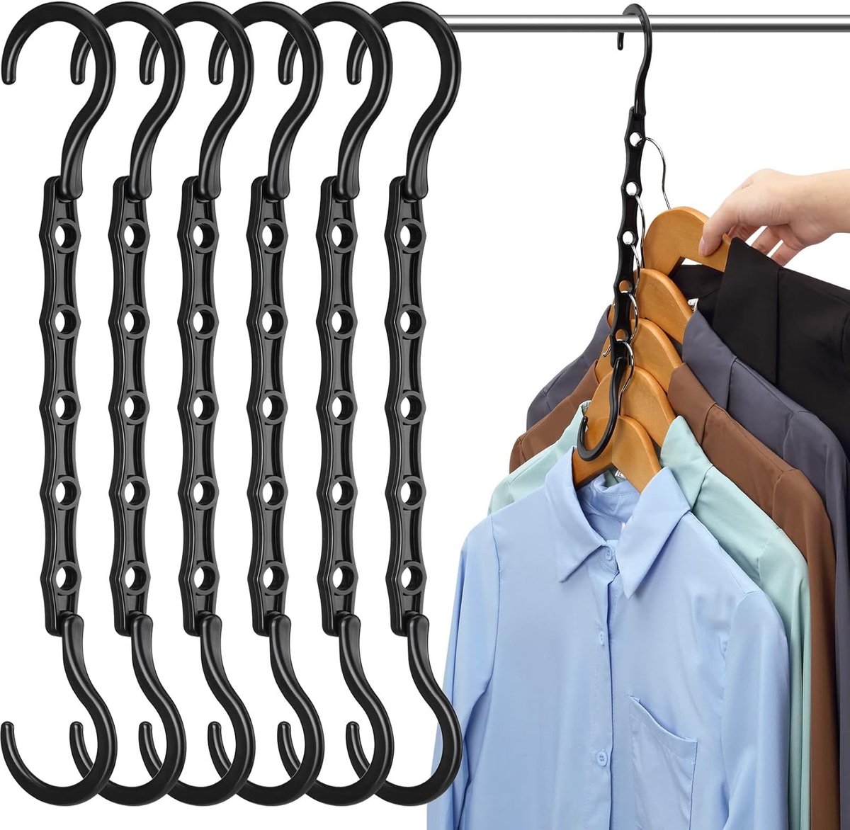 Magic Pendants 6-Piece Set - Space-Saving Hangers - Space-Saving Pendant Organizer for Closet - Multi-Pendant Holder - Sturdy Plastic - 360-Degree Rotation - Image 1