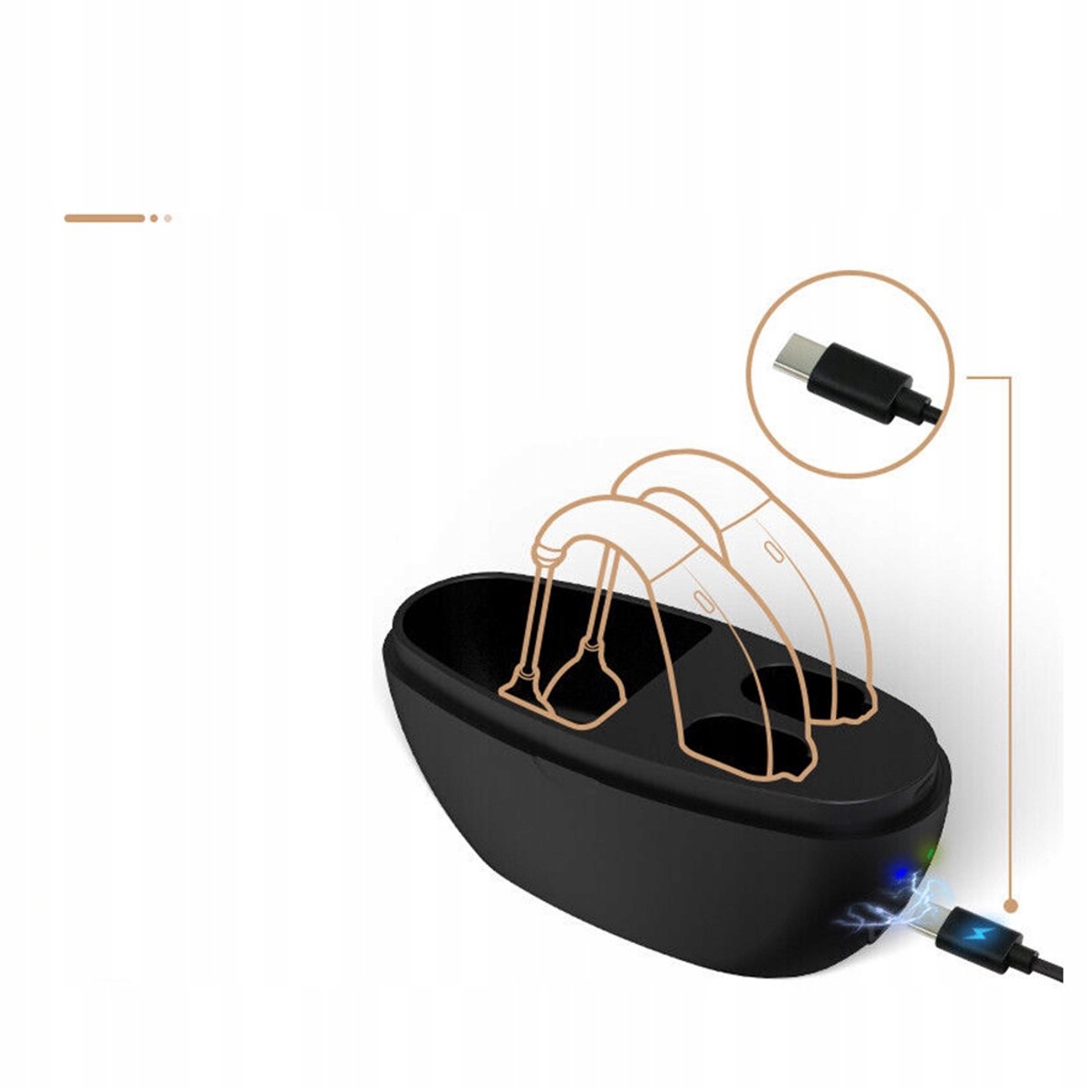 Digital hearing aid - Behind-the-ear sound collector - Rechargeable - Sound amplification - Intelligent noise cancellation - Dynamic speaker - In-ear detection - Image 2