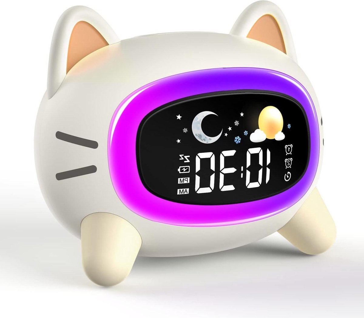 Sleep Trainer Alarm Clock Moon Sun Sound Machine Night Light Digital Battery Powered - Sleep Trainer for Children - Image 1
