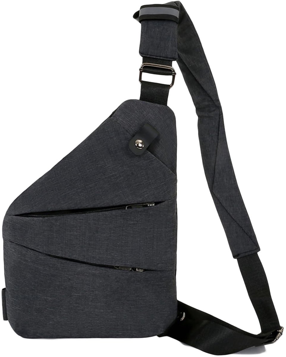 Shoulder bags - Anti-theft shoulder bags - Small shoulder bags - Multi-pocket shoulder bags - Multifunctional shoulder bags - Unisex - Suitable for travel, outdoor activities, sports, and work - Black - Image 1