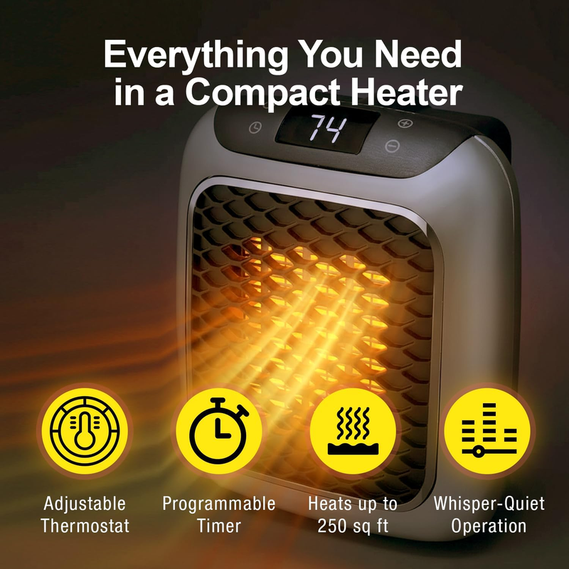Electric radiators - Air heater with remote control, Mini ceramic  PTC fan heater, bathroom, energy saving, Quiet heating, 1200W heater with 12-hour timer, thermostat - Image 3