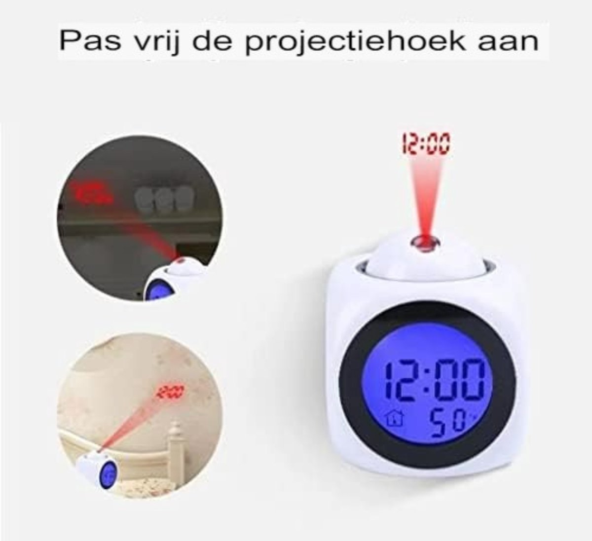Clock radio with projection - Digital clock radio - Digital clock radio - Wit - Image 4