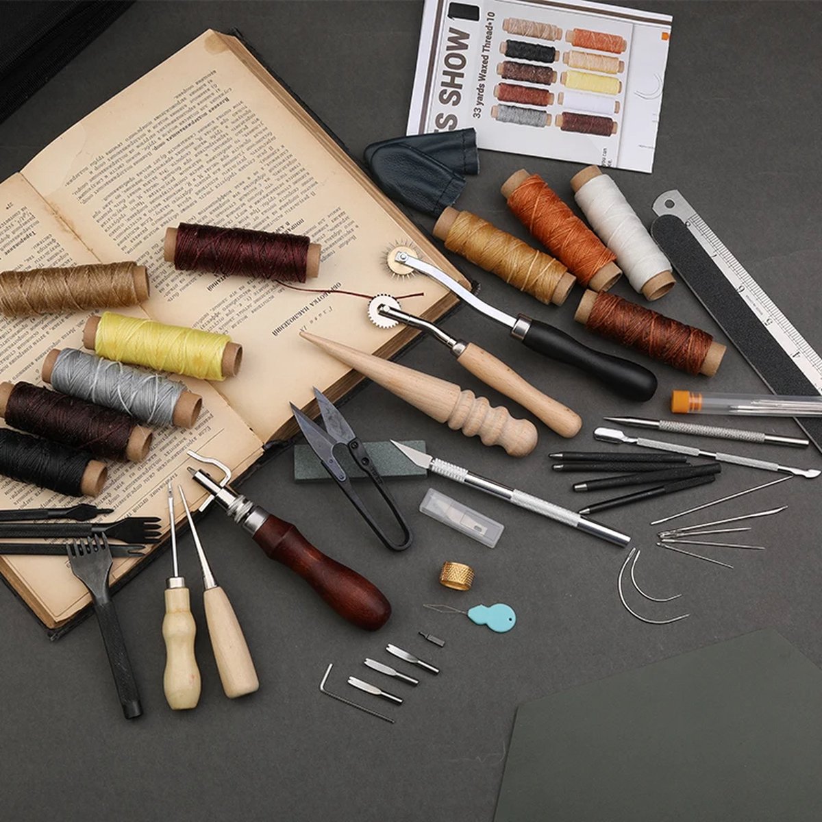 ShopEighty8 - Leather - Leather Processing - Leatherworking Tools - Professional Leather Craft Tool Set - Sewing - Tailoring - Upholstery - Clothing - Image 3