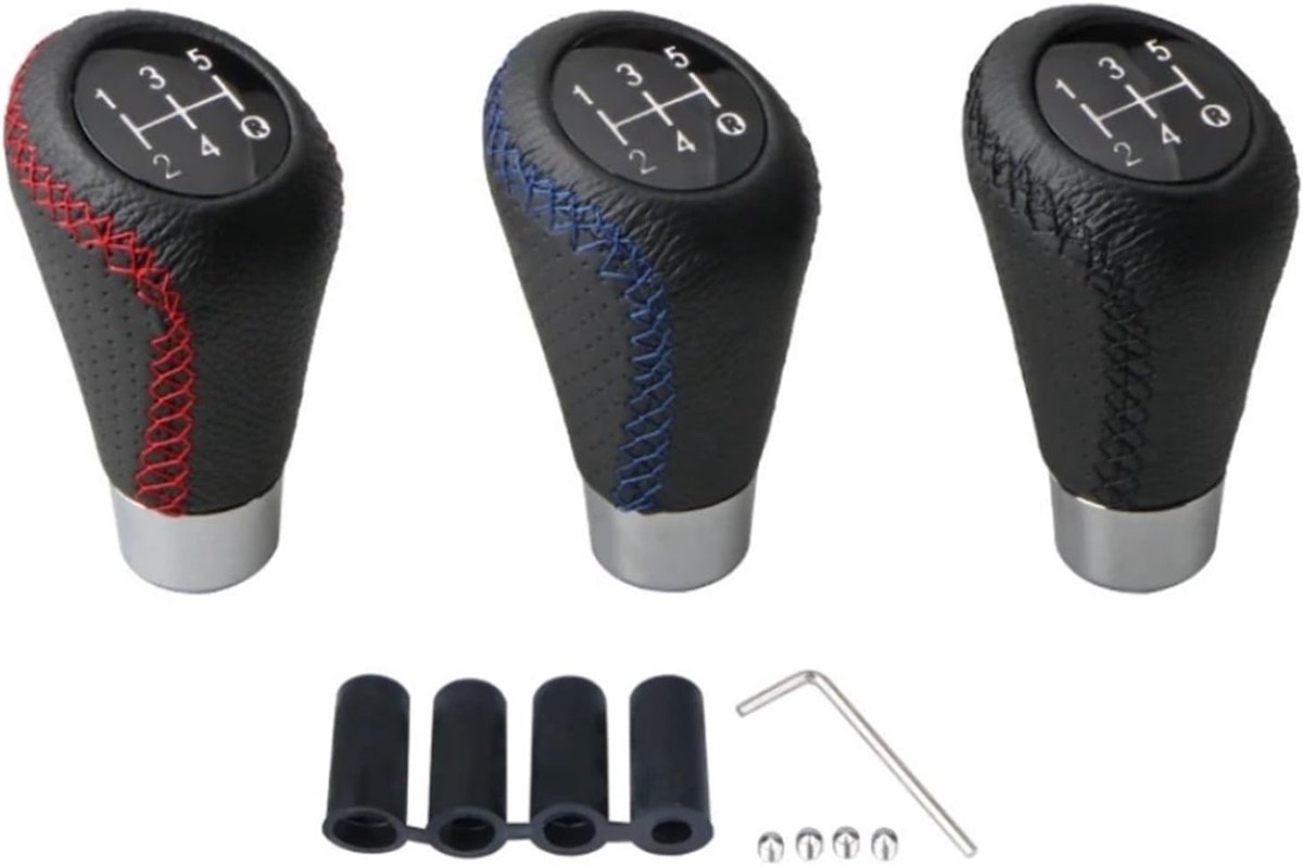 Gear shift lever - Manual gear shift lever - 5-speed transmission - Gear shift lever - Manual transmission - Black leather stitching - Universal gear shift lever (black) - Image 4