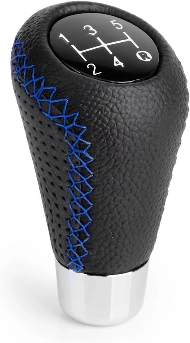 Gear shift lever - Manual gear shift lever - 5-speed transmission - Gear shift lever - Manual transmission - Black leather stitching - Universal gear shift lever (blue) - Image 1