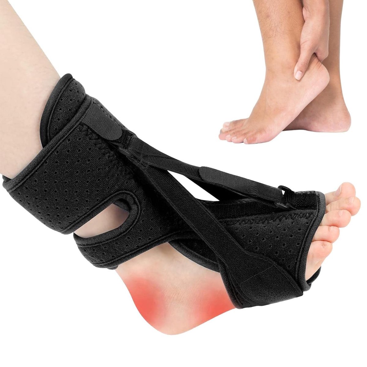 Night splint - Heel spur - Heel spur orthosis - Achilles tendon orthosis - Splint - Strasbourg sock - Achilles tendon - Extra support - Black - Image 1