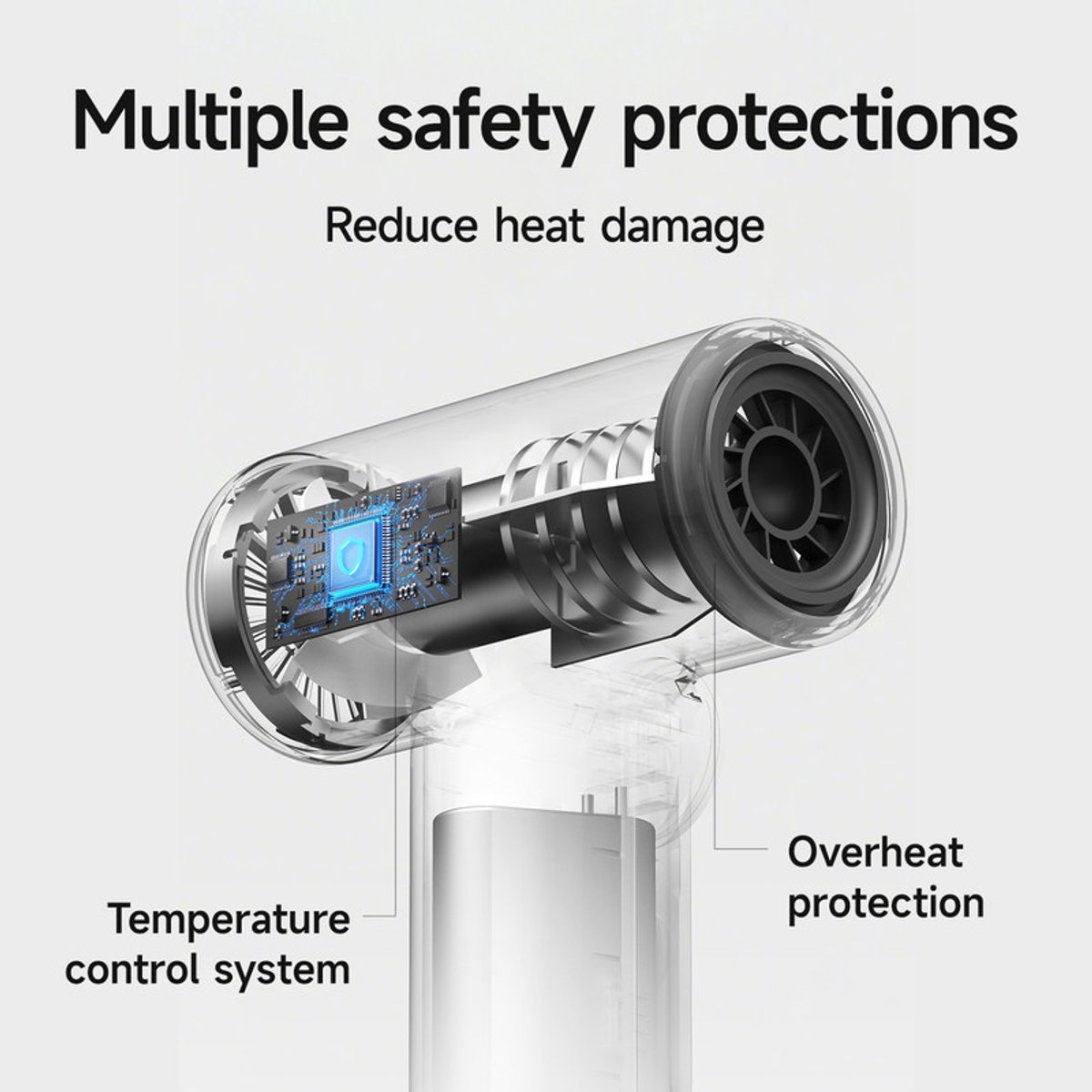Professional cordless hair dryer - 3 speeds and 3 temperatures, USB rechargeable battery, 200W, portable with digital display for women, beach and camping - Image 5