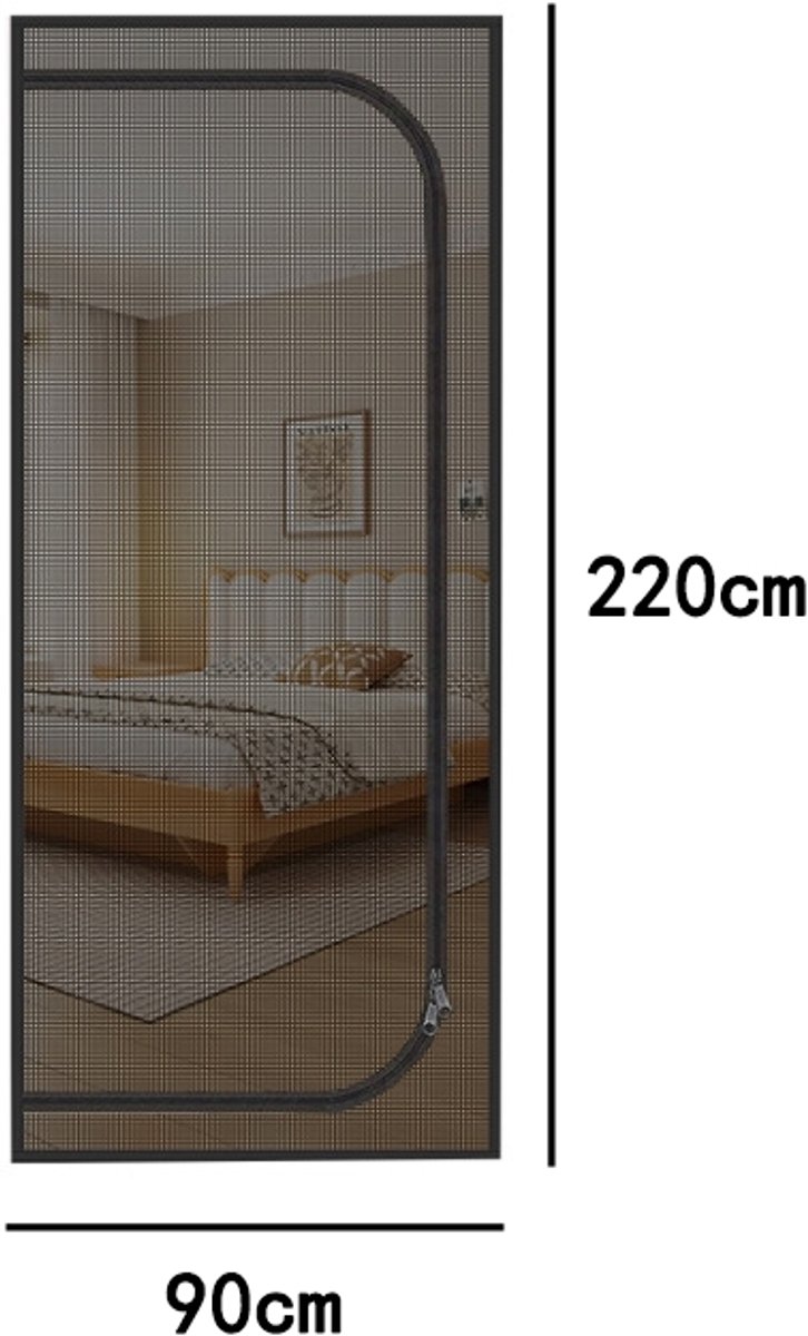 Reinforced cat screen door, flexible screen door with zipper, anti-theft door, mosquito net, thickened cat-proof mesh, suitable for living room, kitchen, bedroom, black, 90x220cm - Image 2