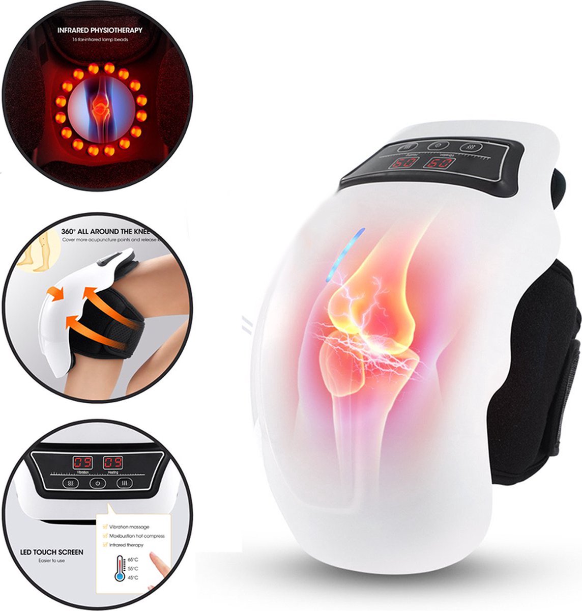 Deluqse Knee Massager - Infrared - Vibration Massage - Cordless - Thermal Massage - Pain Relief - Red Light Therapy - Image 1