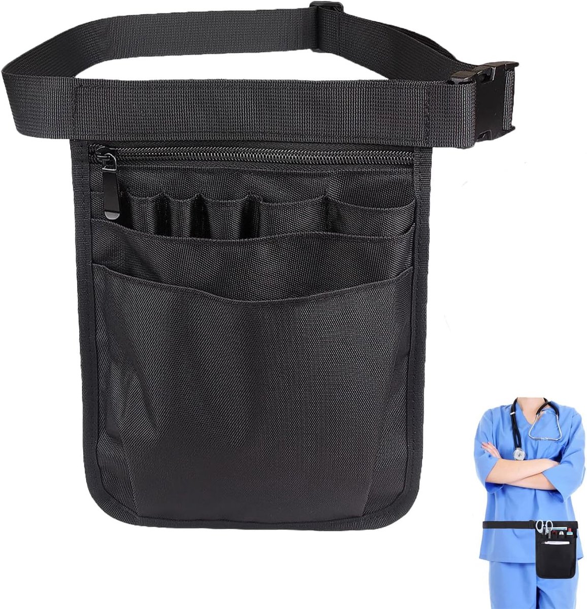 Fanny pack - Men's fanny packs - Women's fanny pack - Nurse fanny pack - Nurse accessory bag - Multifunctional fanny pack - Nurse work bag - Adjustable work bag - Black tool bag - Unisex - Image 3