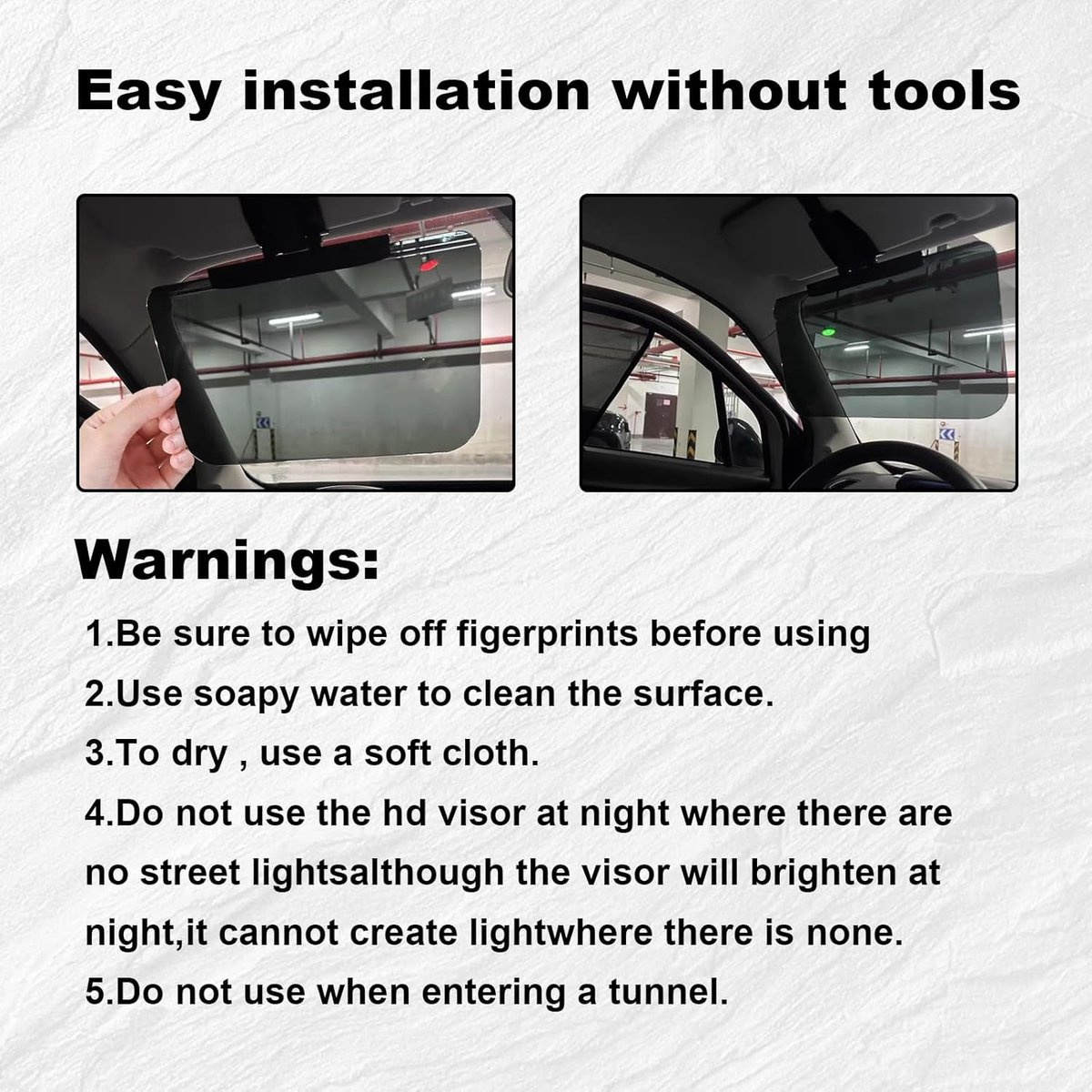 Car Sunshade - Universal - Polarized Anti-Glare - Sun Visor Extension - Powerful Light Blocking - Anti-Glare Protection - Diffused Light - Safe Driving - UV Protection - 32 x 14.5 cm - Black - Image 3