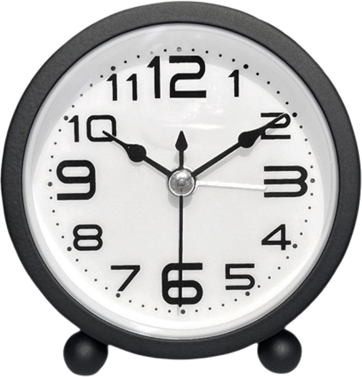 Wekker, analog, silent, no ticking, metal, black, large digits, silent night clock, quartz movement, sweep frequency, battery operated, portable alarm clock for bedroom, living room - Image 1