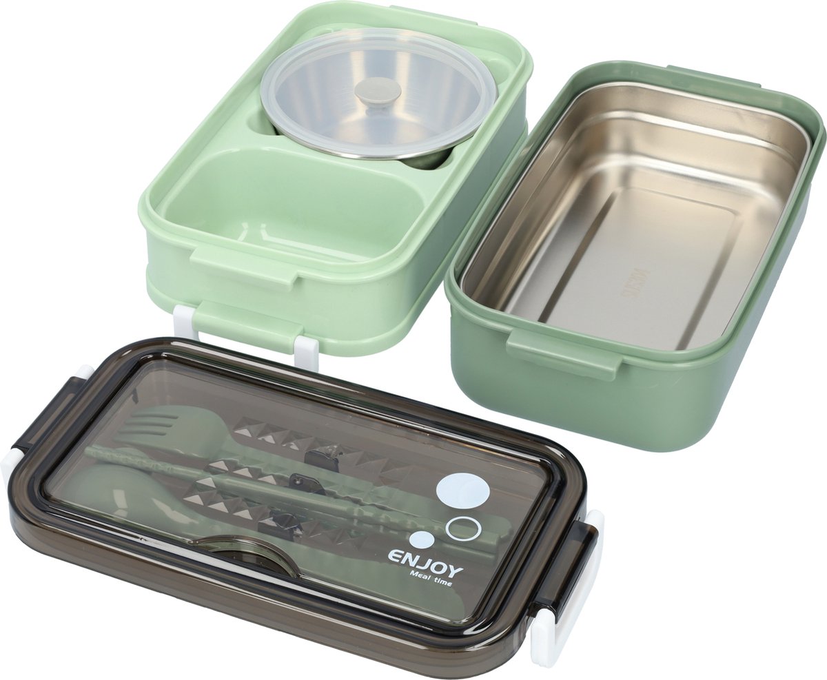 Green Lunch Box with Soup Bowl - Bento Box - Adult Lunch Box - Meal Boxes - Children's Lunch Box - Lunch Box with Compartments - Airtight and Leakproof - BPA-Free - Image 2