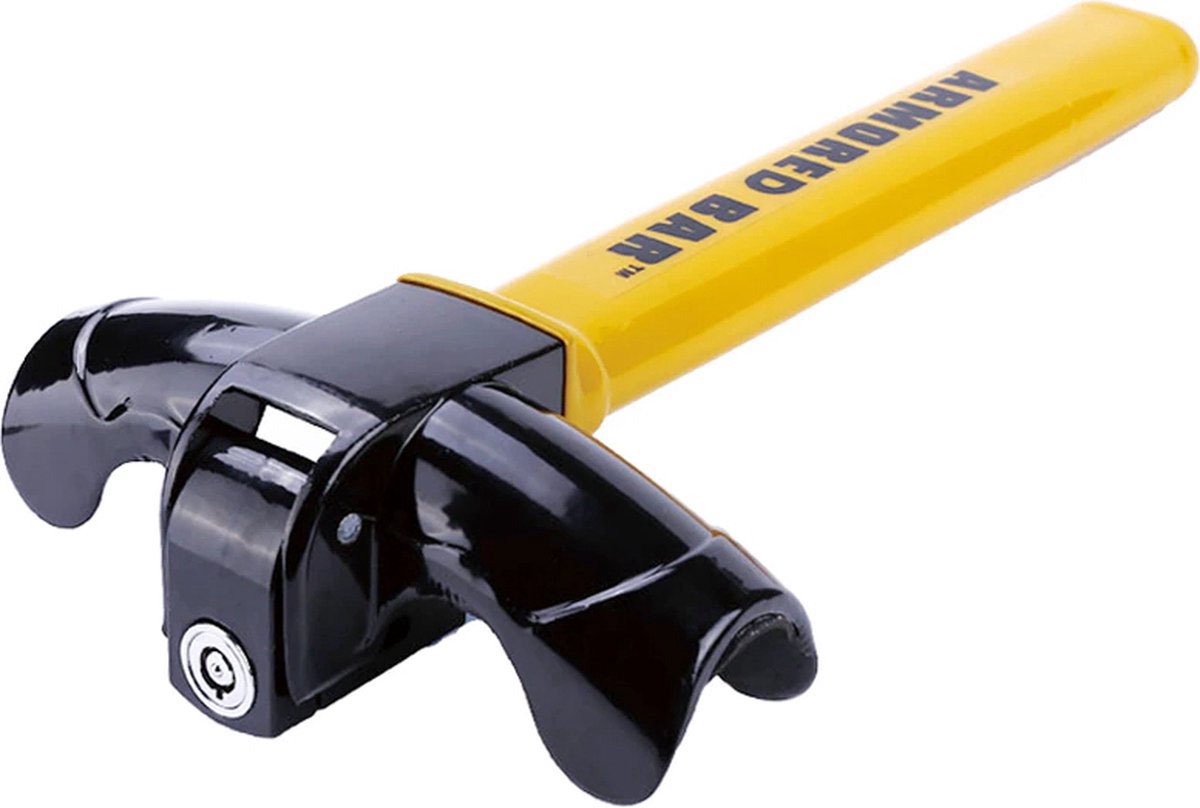 Car steering wheel lock - Anti-theft - Lock for classic cars - Security lock - With 2 keys - Yellow - Image 1