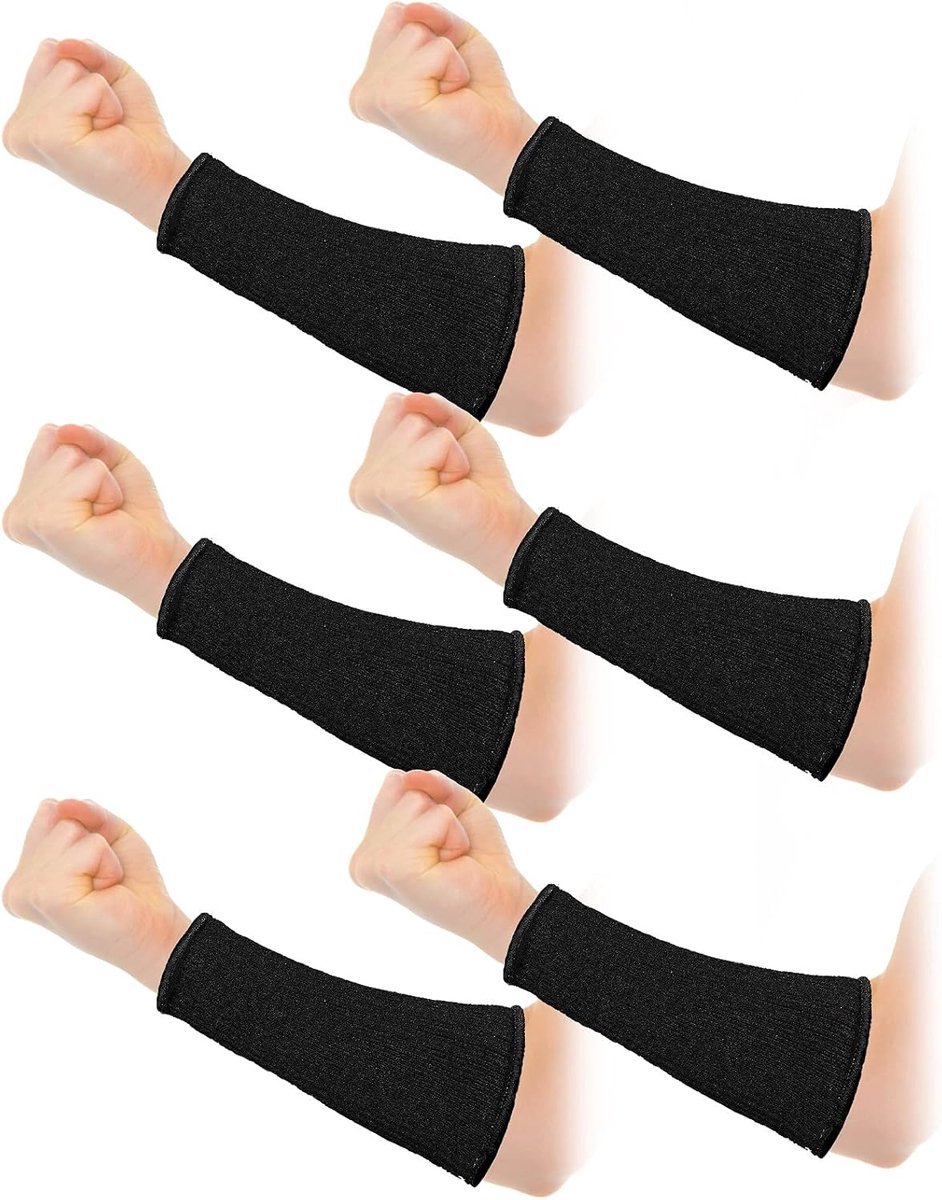 3 pairs of arm protectors for thin skin and bruises, cut-resistant forearm sleeves, level 5 burn protection (7.9 inches) - Black - Image 1