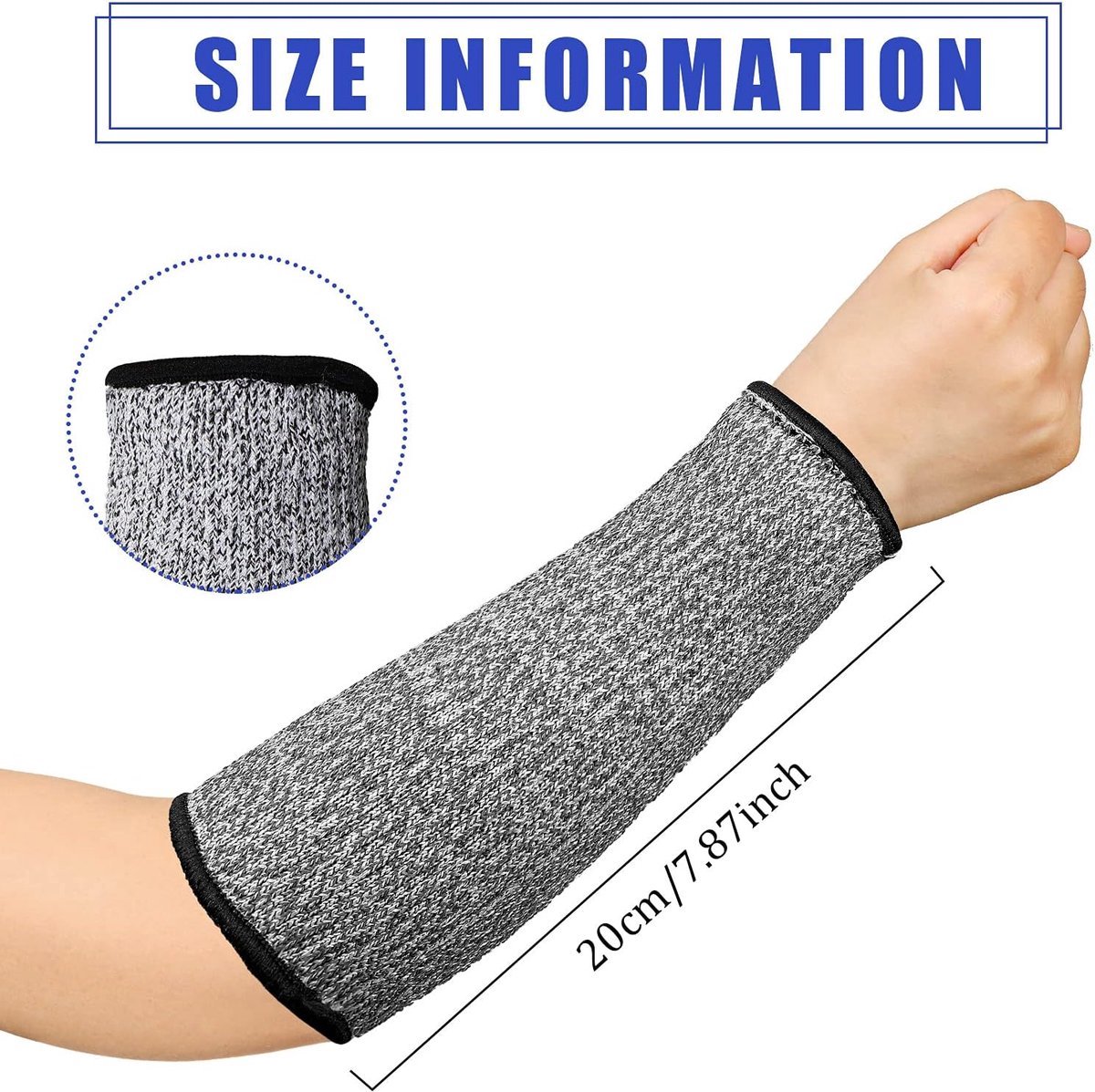 3 pairs of arm protectors for thin skin and bruises, cut-resistant forearm sleeves, level 5 burn protection (7.9 inches) - Black - Image 3