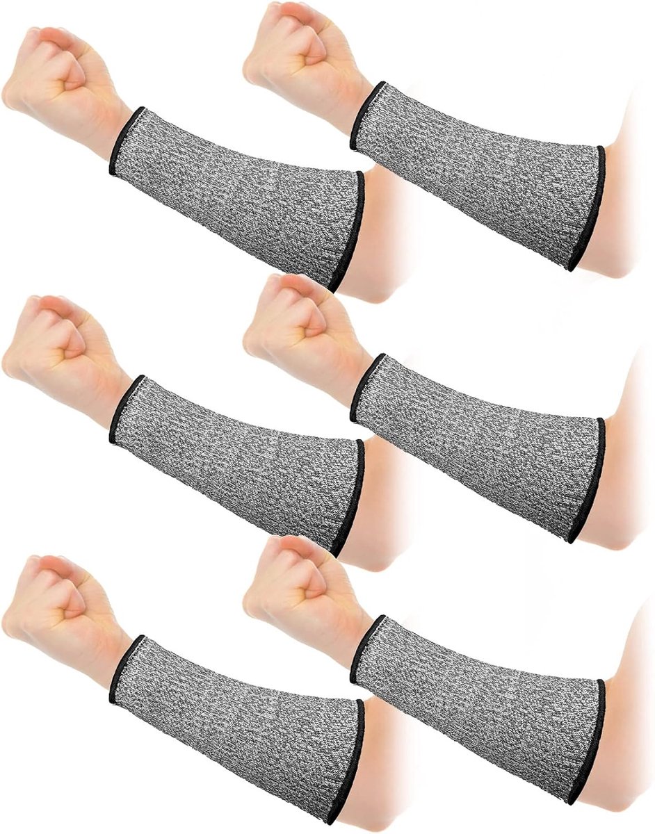 3 pairs of arm protectors for thin skin and bruises, cut-resistant forearm sleeves, level 5 burn protection (7.9 inches) - Gray - Image 1