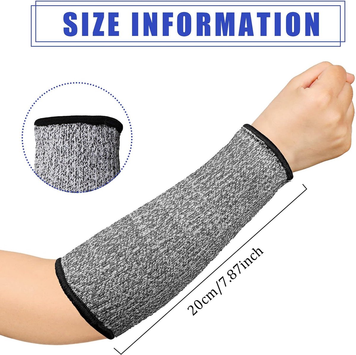 3 pairs of arm protectors for thin skin and bruises, cut-resistant forearm sleeves, level 5 burn protection (7.9 inches) - Gray - Image 7