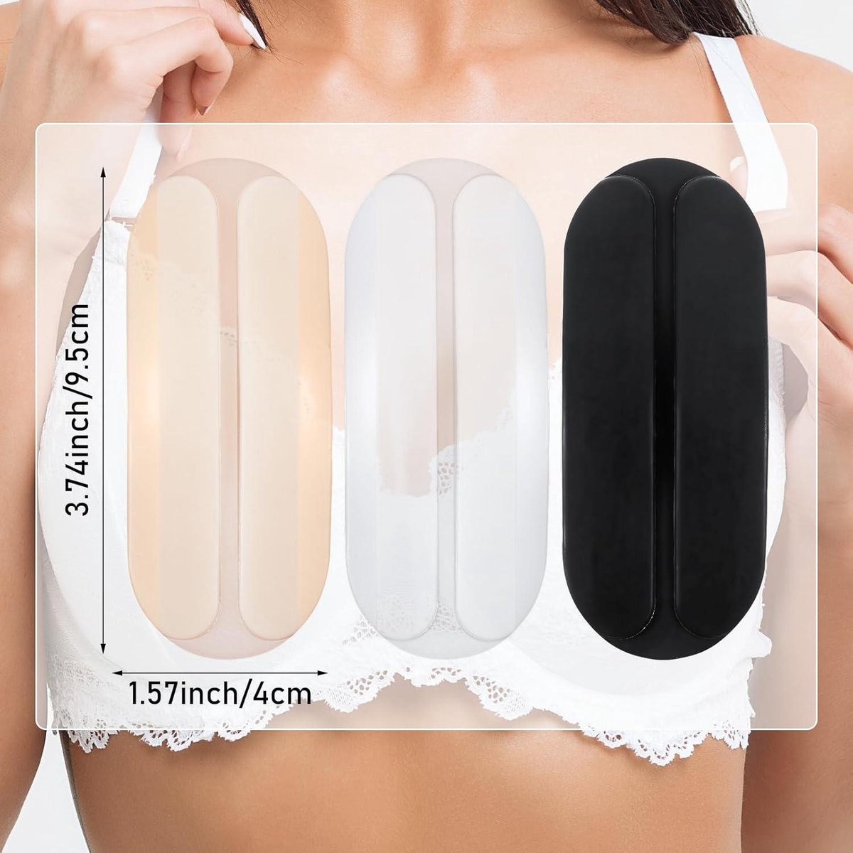 Set of 6 silicone bra strap pads - Shockproof - Non-slip shoulder pads - Gel bra strap pads - Comfortable and soft - Women's clothing - Relieves shoulder pain - Image 3