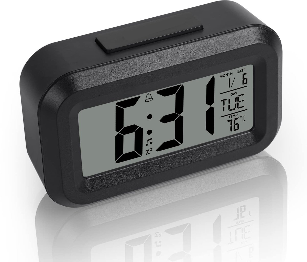 Wekker Digital Alarm Clock - Children's Clock - Wekker - Wekker Children's Alarm Clock - Travel Alarm Clock - LED Display Clock - Adjustable 12/24 Hour Snooze Function, Temperature, Date, Time - Portable Alarm Clock - Black - Image 1