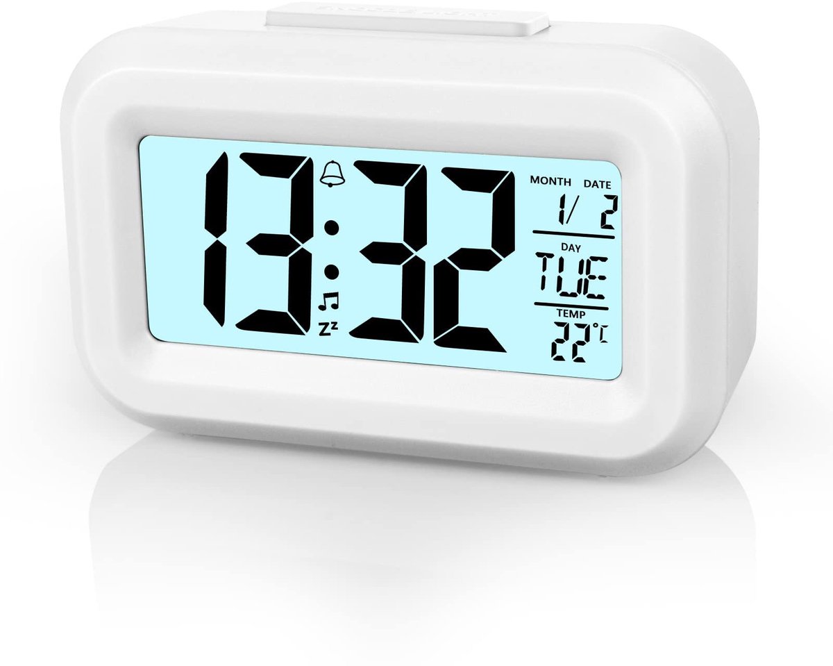 Wekker Digital - Klok Children's - Wekker - Wekker Children's - Alarm Clock - Travel Alarm Clock - LED Display Clock - Adjustable 12/24 Hour Snooze Function, Temperature, Date, Time - Portable Alarm Clock - Wit - Image 1