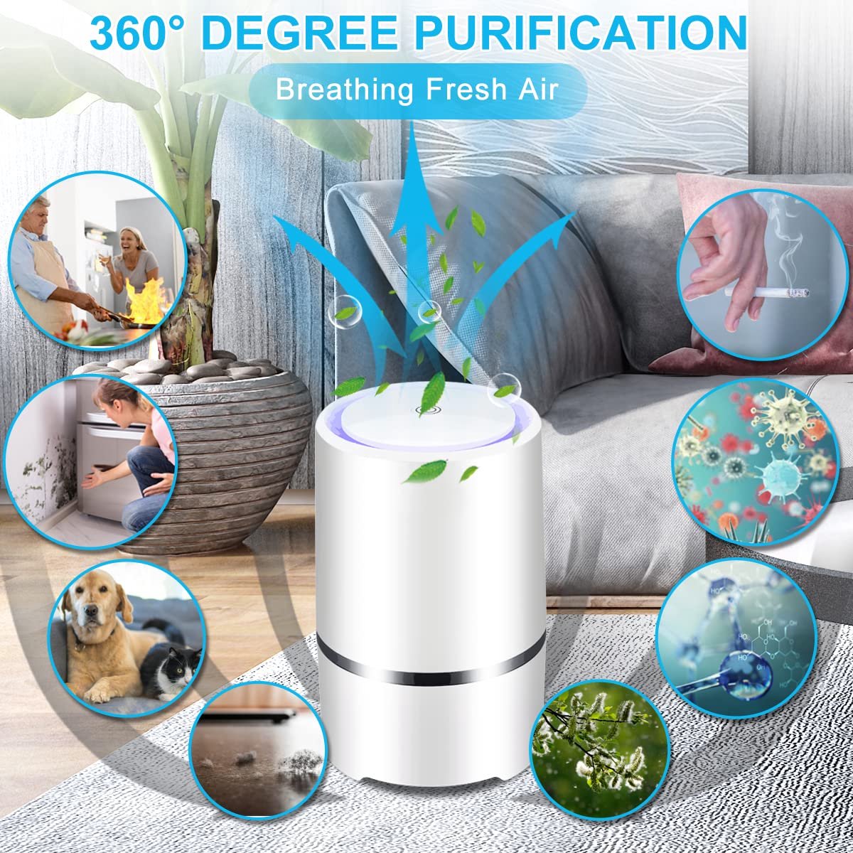 Air purifier - For living room, bedroom, office, and baby's room - Air quality indicator - Effective against dust mites, hay fever, allergies, and dust - Air purifiers - Air purifier - Image 6