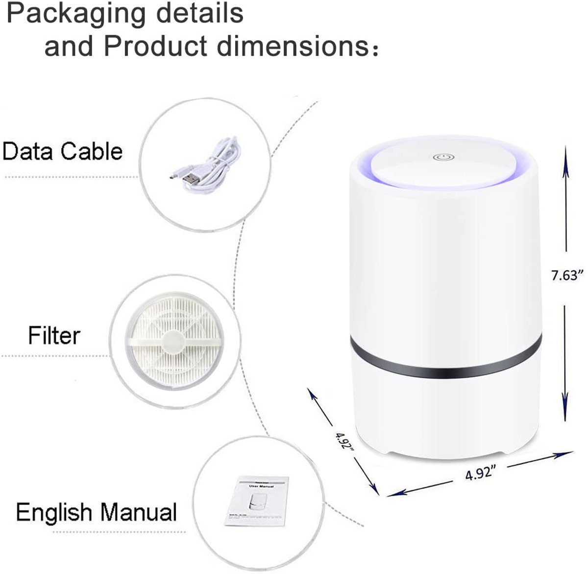 Air purifier - For living room, bedroom, office, and baby's room - Air quality indicator - Effective against dust mites, hay fever, allergies, and dust - Air purifiers - Air purifier - Image 8