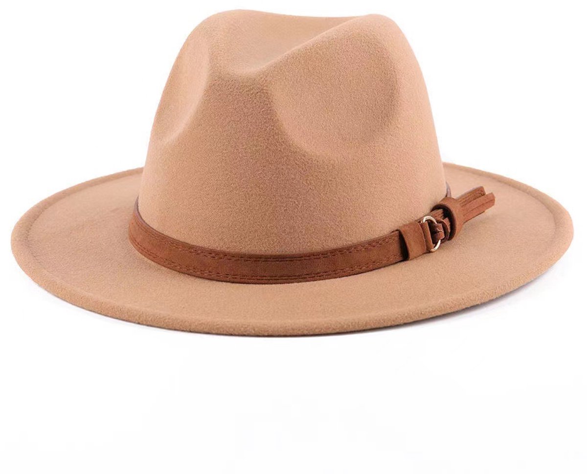 Hat - Sun hat - Bucket hat - Women's sun hat - Men's bucket hat - Hiking hats - Waterproof wool hats - Roll-up felt hats for outdoor use - Foldable leather lining - For men and women (Camel) - Image 1
