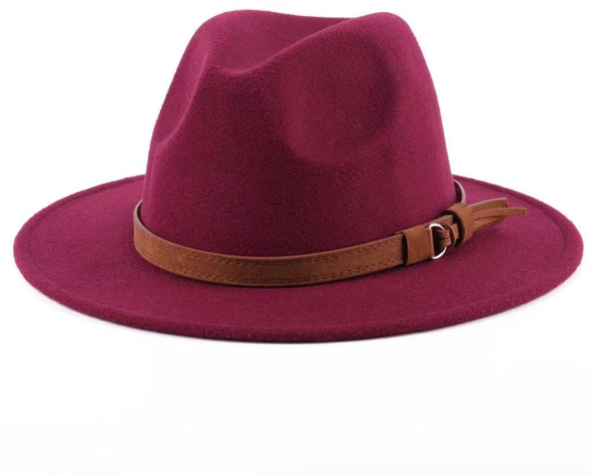 Cap - Sun hat - Bucket hat - Men's sun hat - Men's bucket hat - Hiking hats - Waterproof wool hats - Roll-up felt hats for outdoor use - Foldable leather lining - For men and women (Bordeaux) - Image 1