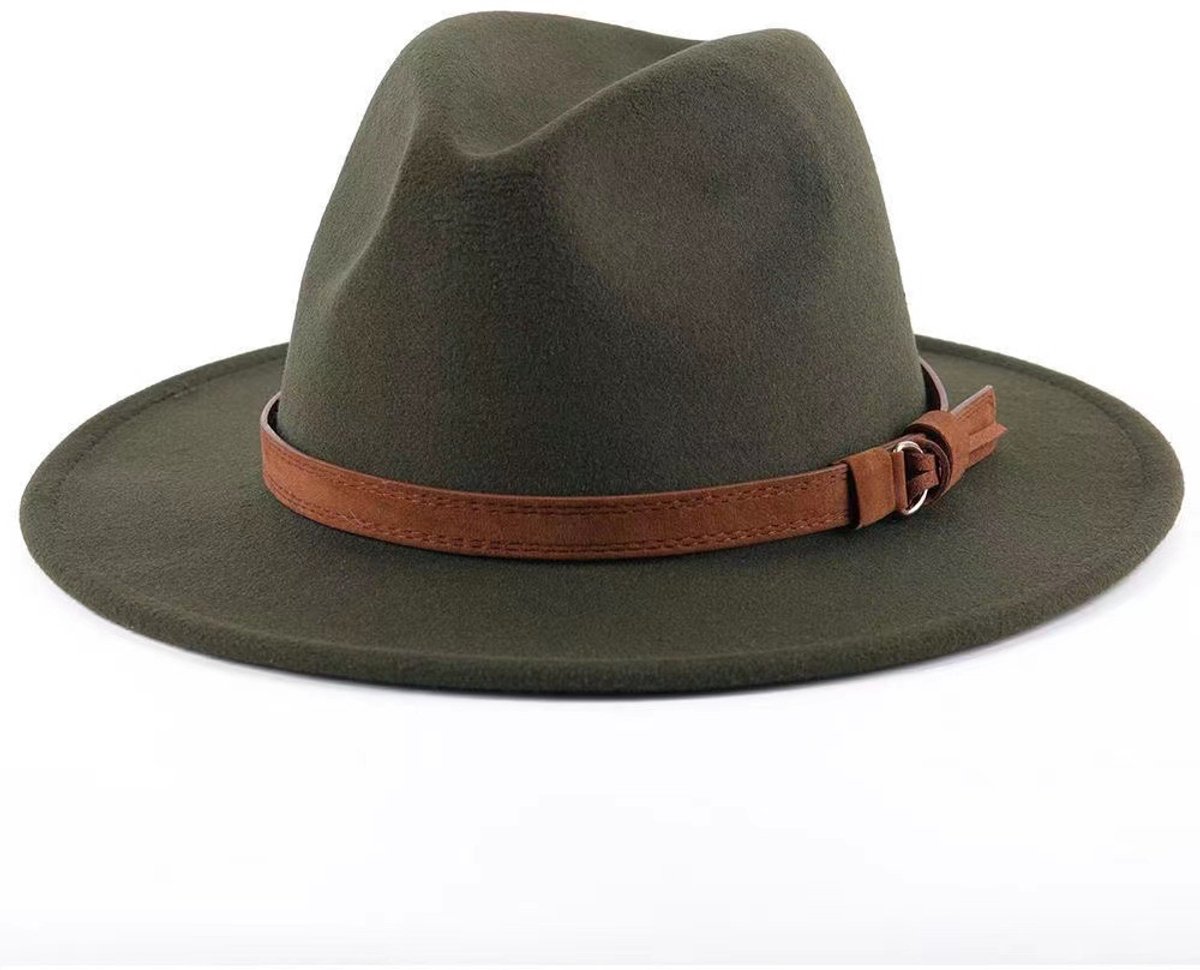 Hat - Sun hat - Bucket hat - Women's sun hat - Men's bucket hat - Hiking hats - Waterproof wool hats - Roll-up felt hats for outdoor use - Foldable leather lining - For men and women (army green) - Image 1