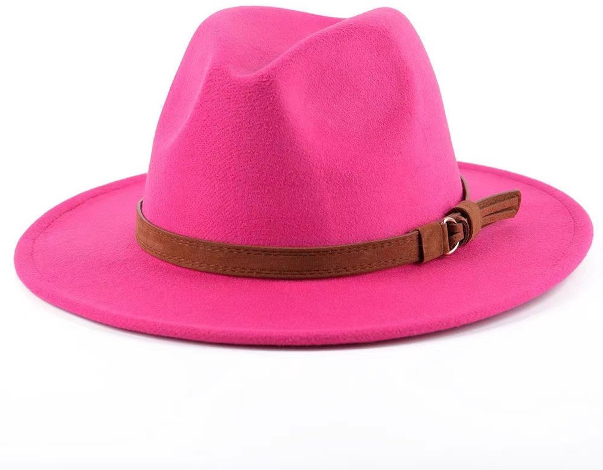 Hat - Sun hat - Bucket hat - Women's sun hat - Men's bucket hat - Hiking hats - Waterproof wool hats - Roll-up felt hats for outdoor use - Foldable leather lining - For men and women (rose red) - Image 1