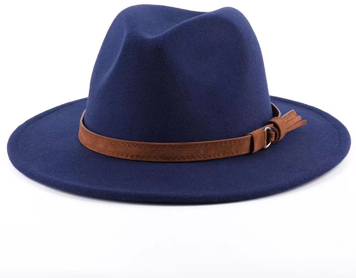 Hat - Sun hat - Bucket hat - Women's sun hat - Men's bucket hat - Hiking hats - Waterproof wool hats - Roll-up felt hats for outdoor use - Foldable leather lining - For men and women (navy blue) - Image 1