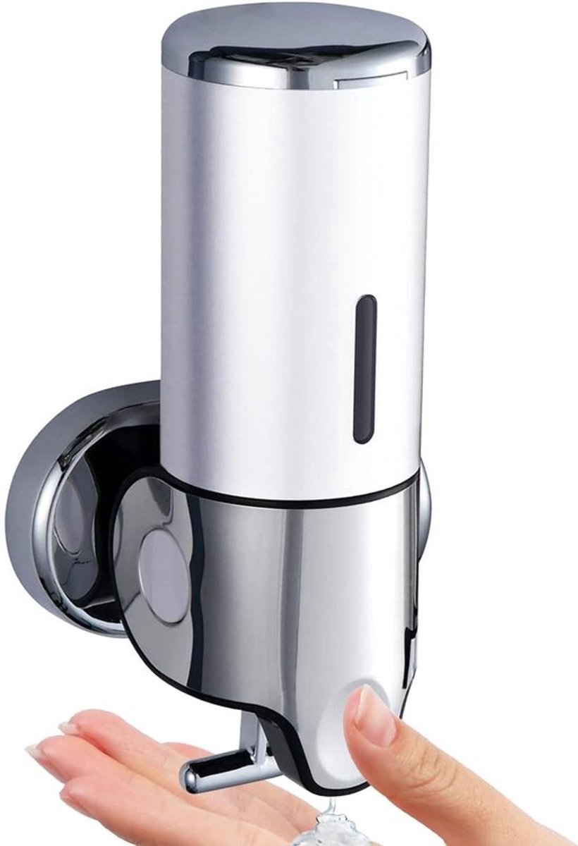 Soap dispenser - Wall-mounted - Soap dispenser - Suspended soap pump - Brushed stainless steel - Toilet - Shower - Foam - Image 1