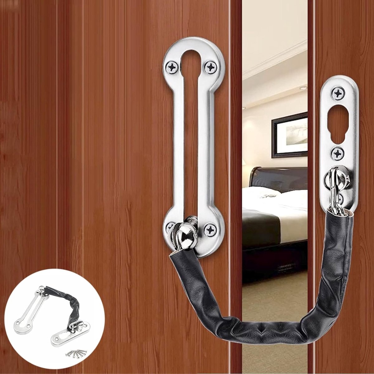 Extra thick door chain lock, stainless steel security chain lock, door chain, anti-theft buckle, door lock, heavy-duty latch lock, door lock chain for home - Image 1